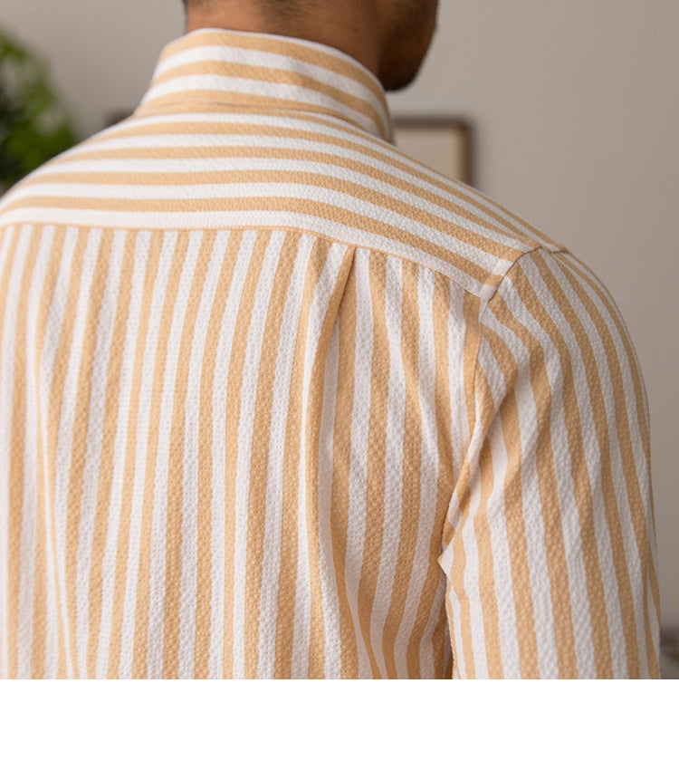 Striped Textured cotton Large-Collar - Heritage Edition