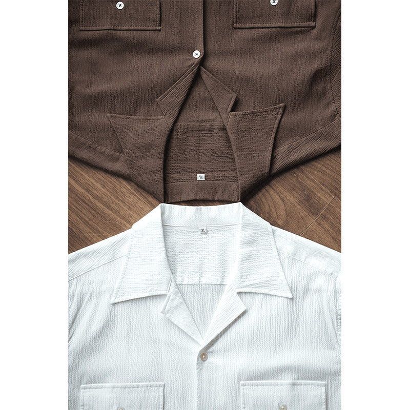 Retro Textured cotton Cuban Collar - British Edition