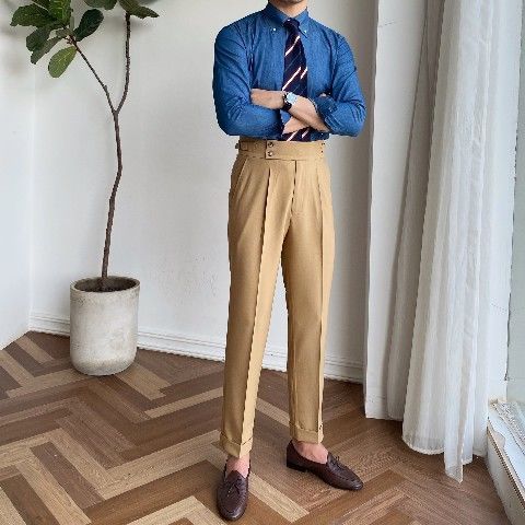 High-Waisted Straight Leg Casual Trousers