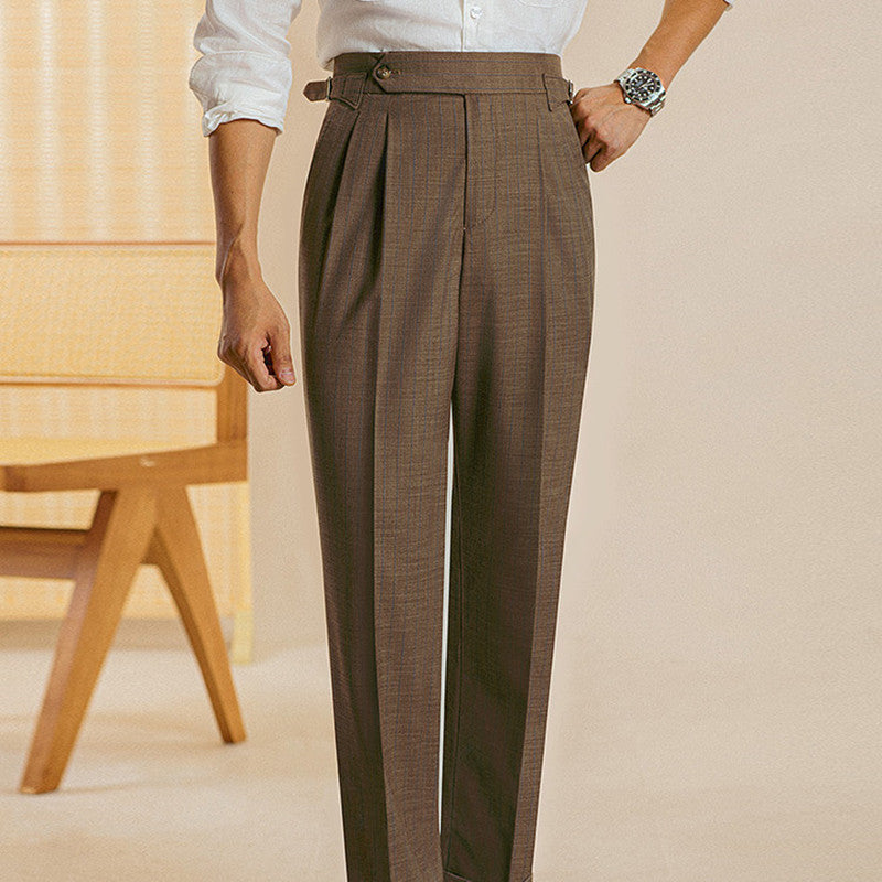 Striped Double-Pleated Trousers - Regent Edition
