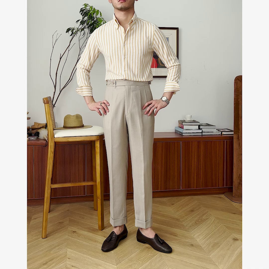 Striped Textured cotton Large-Collar - Heritage Edition
