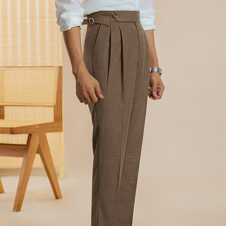 Striped Double-Pleated Trousers - Regent Edition