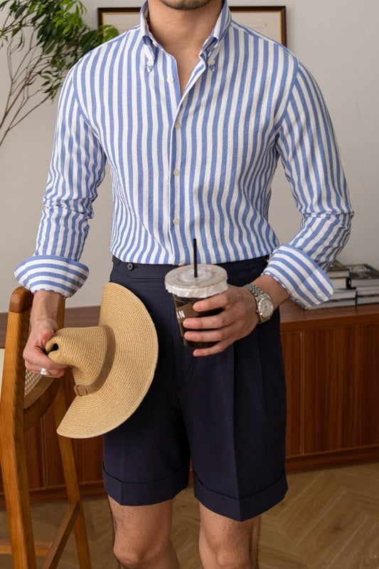 Striped Textured cotton Large-Collar - Heritage Edition